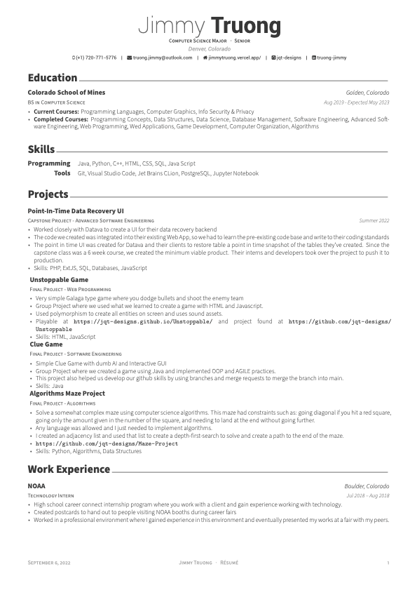 Jimmy Truong's Resume